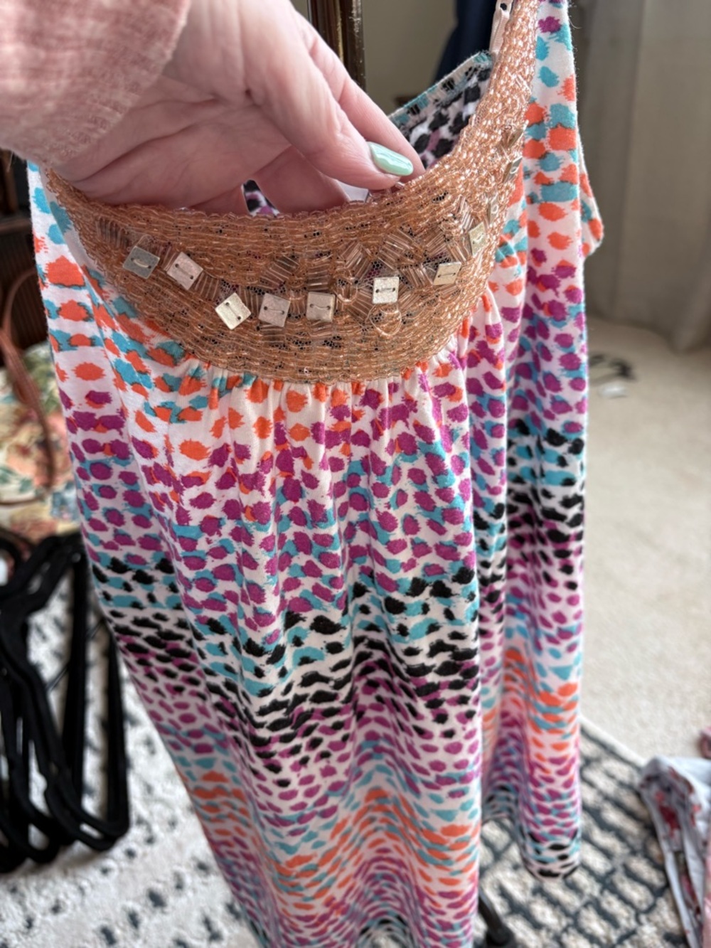 Candie's Multicolor Animal Print Maxi with Beaded Trim